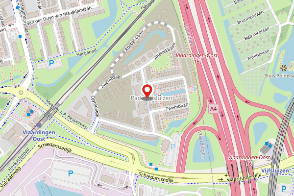 Brandweer-melding op Zwembaan, Vlaardingen op 29 april, kaart-overzicht