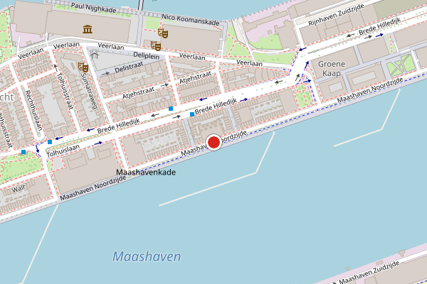 Brandweer-melding op Maashaven N.z., Rotterdam op 5 juni, kaart-overzicht