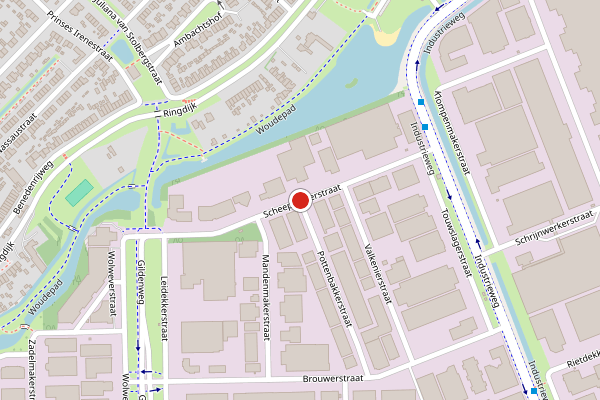 Brandweer-melding op Scheepmakerstraat, Ridderkerk op 5 juni, kaart-overzicht