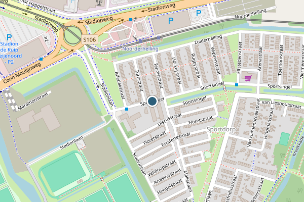 Politie-melding op Sportsingel, Rotterdam op 1 mei, kaart-overzicht
