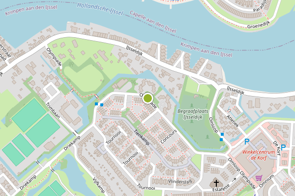 Ambulance-melding op Olympiade, Krimpen aan den IJssel op 6 juni, kaart-overzicht