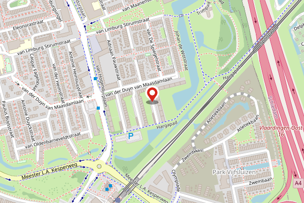Brandweer-melding op van Slingelandtstraat, Vlaardingen op 30 april, kaart-overzicht