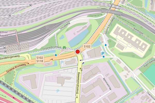 Brandweer-melding op Driemanssteeweg, Rotterdam op 7 juni, kaart-overzicht