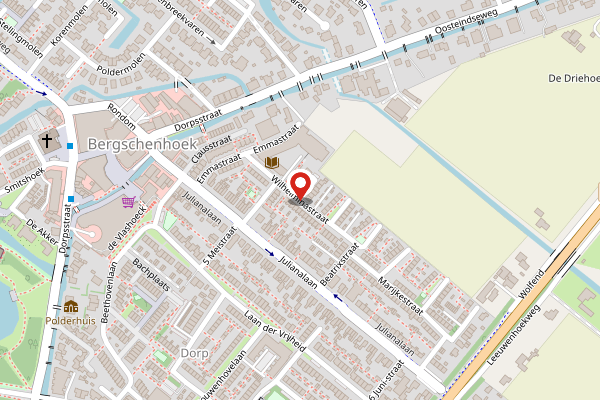 Brandweer-melding op Wilhelminastraat, Bergschenhoek op 1 mei, kaart-overzicht