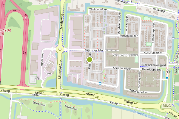 Ambulance-melding op Paulinapolder, Barendrecht op 7 juni, kaart-overzicht