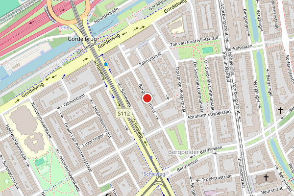 Brandweer-melding op Borgesiusstraat, Rotterdam op 9 juni, kaart-overzicht