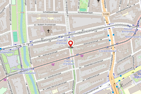 Brandweer-melding op Claes de Vrieselaan, Rotterdam op 2 mei, kaart-overzicht