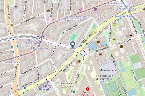 Politie-melding op Mathenesserlaan, Rotterdam op 2 mei, kaart-overzicht
