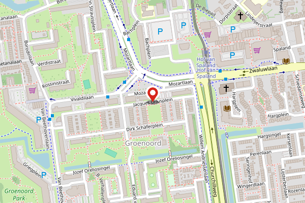 Brandweer-melding op Jacques Urlusplein, Schiedam op 2 mei, kaart-overzicht