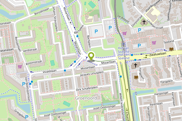 Ambulance-melding op Mozartlaan, Schiedam op 2 mei, kaart-overzicht