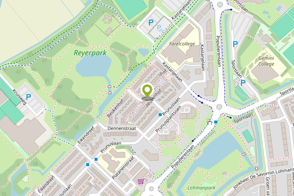 Ambulance-melding op Beukenhof, Ridderkerk op 2 mei, kaart-overzicht