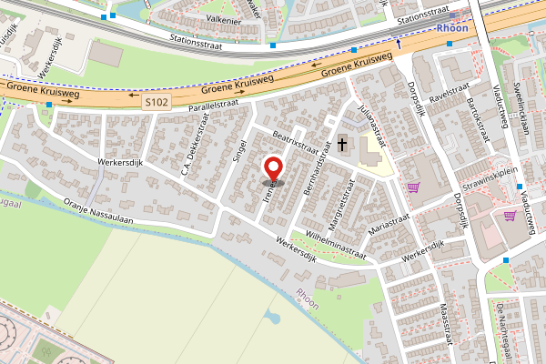 Brandweer-melding op Irenestraat, Rhoon op 1 mei, kaart-overzicht