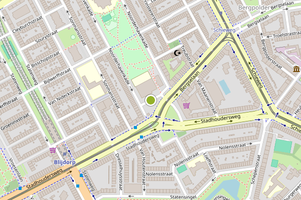 Ambulance-melding op Stadhoudersplein, Rotterdam op 12 juni, kaart-overzicht