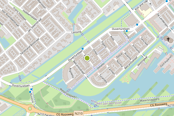 Ambulance-melding op Fidelio, Krimpen aan den IJssel op 13 juni, kaart-overzicht
