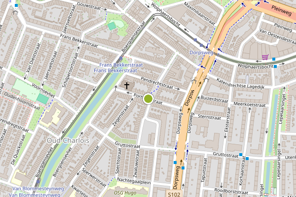 Ambulance-melding op Portlandstraat, Rotterdam op 13 juni, kaart-overzicht