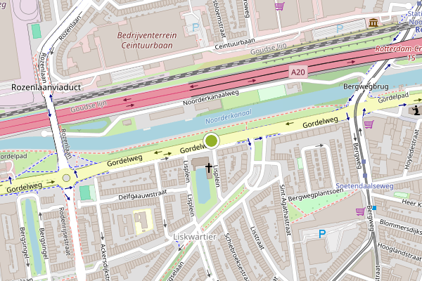 Ambulance-melding op Gordelweg, Rotterdam op 13 juni, kaart-overzicht