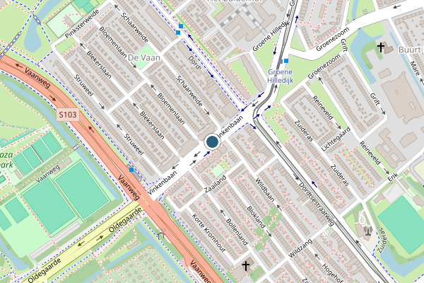 Politie-melding op Vinkenbaan, Rotterdam op 14 juni, kaart-overzicht