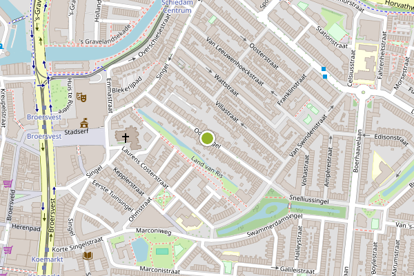 Ambulance-melding op Oostsingel, Schiedam op 13 juni, kaart-overzicht
