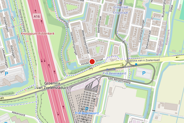Brandweer-melding op Hindersteinstraat, Rotterdam op 14 juni, kaart-overzicht