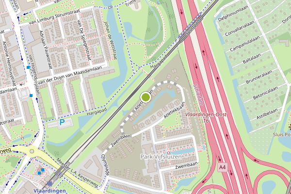 Ambulance-melding op Atletiekbaan, Vlaardingen op 14 juni, kaart-overzicht