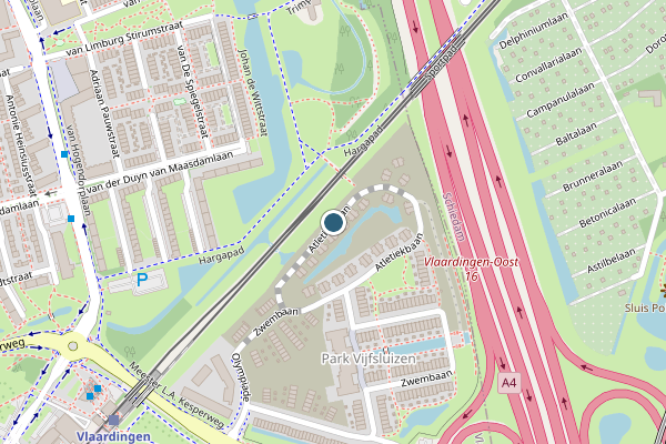 Politie-melding op Atletiekbaan, Vlaardingen op 14 juni, kaart-overzicht