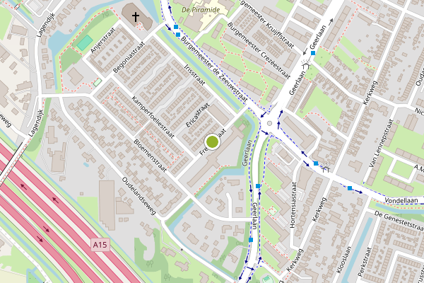 Ambulance-melding op Fresiastraat, Ridderkerk op 14 juni, kaart-overzicht