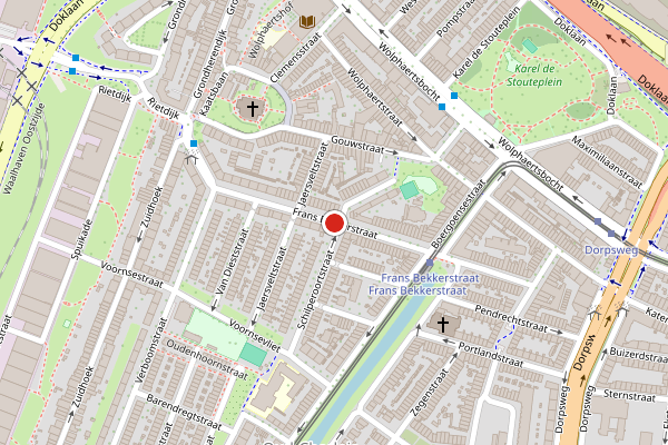 Brandweer-melding op Frans Bekkerstraat, Rotterdam op 15 juni, kaart-overzicht