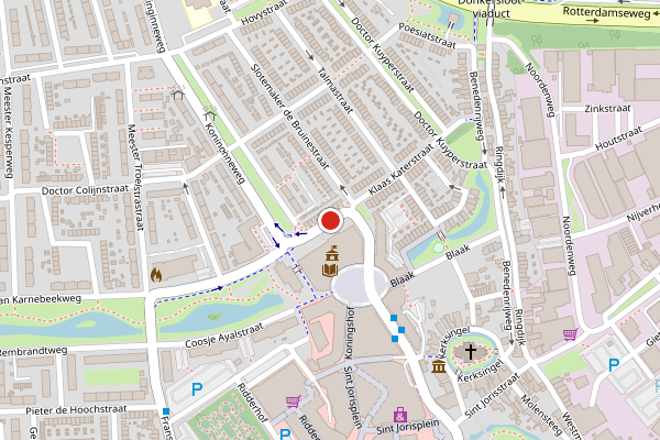 Brandweer-melding op Klaas Katerstraat, Ridderkerk op 16 juni, kaart-overzicht