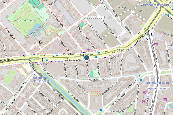 Politie-melding op Putselaan, Rotterdam op 4 mei, kaart-overzicht