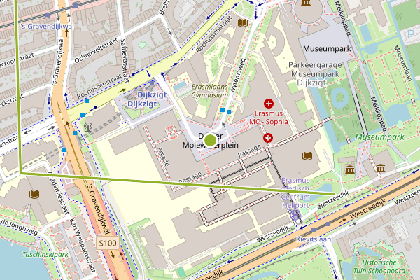 Ambulance-melding op Dr. Molewaterplein, Rotterdam op 17 juni, kaart-overzicht
