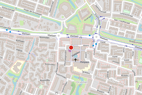 Brandweer-melding op Vlietplein, Ridderkerk op 17 juni, kaart-overzicht