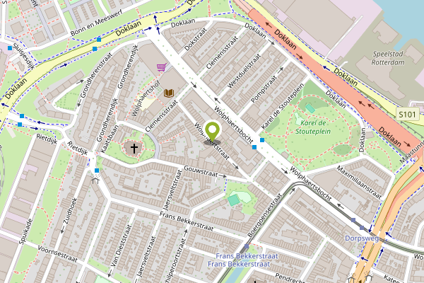 Ambulance-melding op Wolphaertstraat, Rotterdam op 4 mei, kaart-overzicht