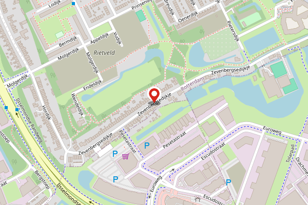 Brandweer-melding op Zevenbergsedijkje, Rotterdam op 4 mei, kaart-overzicht