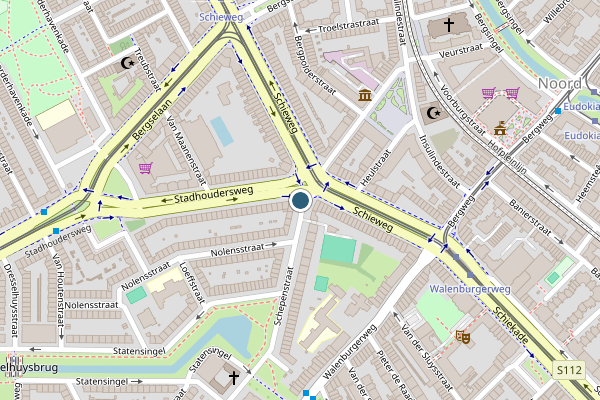 Politie-melding op Schepenstraat, Rotterdam op 4 mei, kaart-overzicht