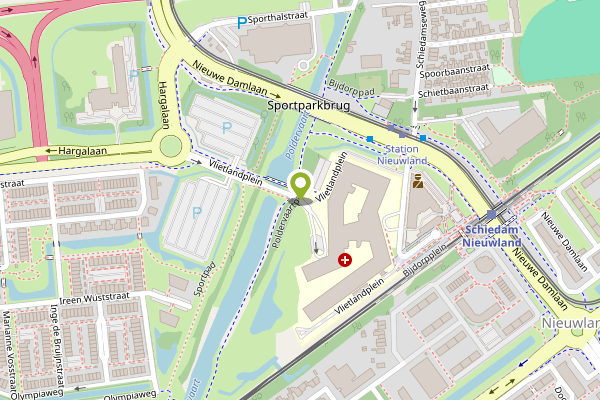Ambulance-melding op Vlietlandplein, Schiedam op 4 mei, kaart-overzicht