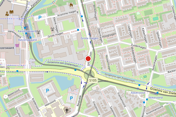 Brandweer-melding op Groene tuin, Rotterdam op 18 juni, kaart-overzicht