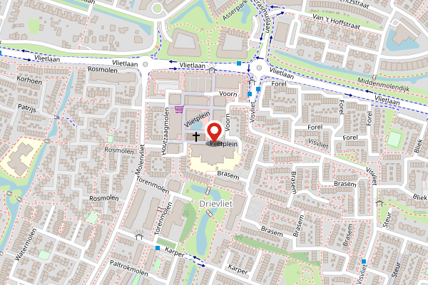 Brandweer-melding op Vlietplein, Ridderkerk op 4 mei, kaart-overzicht