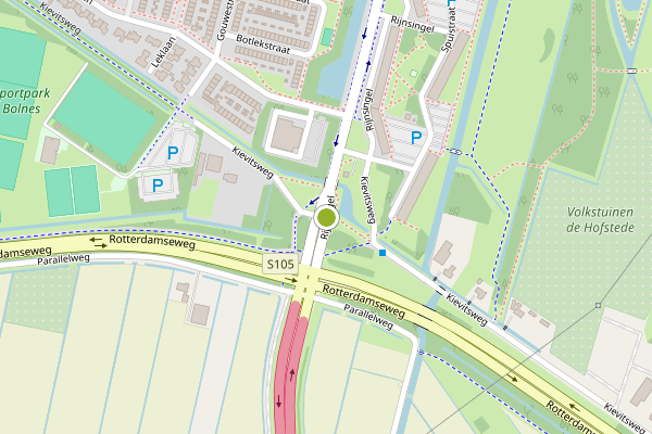 Ambulance-melding op Rijnsingel, Ridderkerk op 18 juni, kaart-overzicht