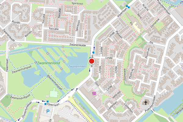 Brandweer-melding op Vijverlaan, Krimpen aan den IJssel op 20 juni, kaart-overzicht