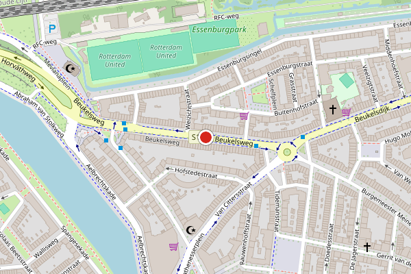 Brandweer-melding op Beukelsweg, Rotterdam op 20 juni, kaart-overzicht