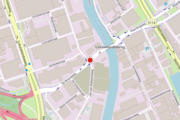 Brandweer-melding op De Brauwweg, Schiedam op 19 juni, kaart-overzicht
