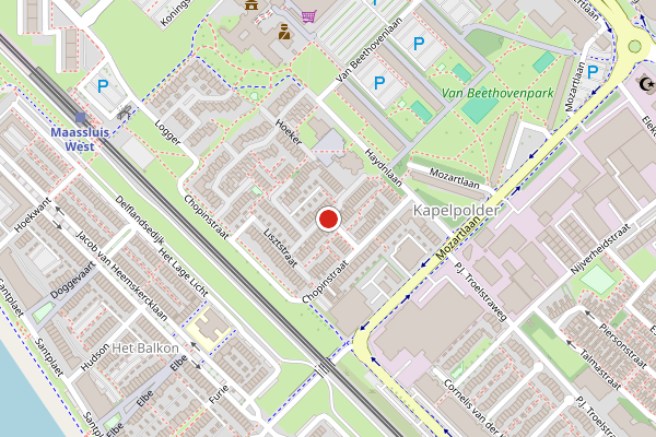 Brandweer-melding op Wagnerstraat, Maassluis op 19 juni, kaart-overzicht