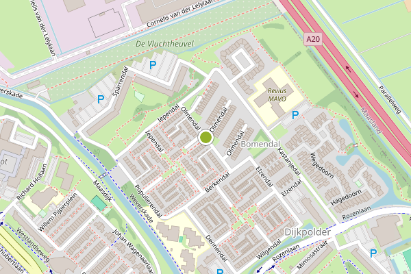 Ambulance-melding op Olmendal, Maassluis op 18 juni, kaart-overzicht