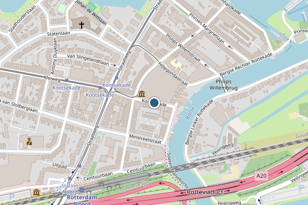 Politie-melding op Kootsekade, Rotterdam op 20 juni, kaart-overzicht