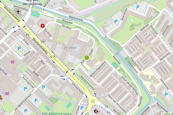 Ambulance-melding op Richard Hollaan, Maassluis op 20 juni, kaart-overzicht