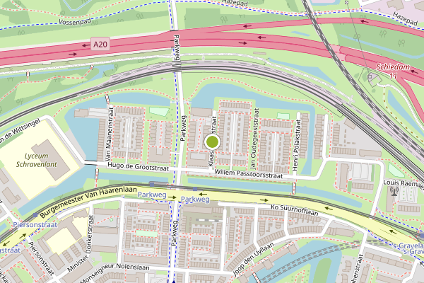 Ambulance-melding op Klaas Katerstraat, Schiedam op 5 mei, kaart-overzicht
