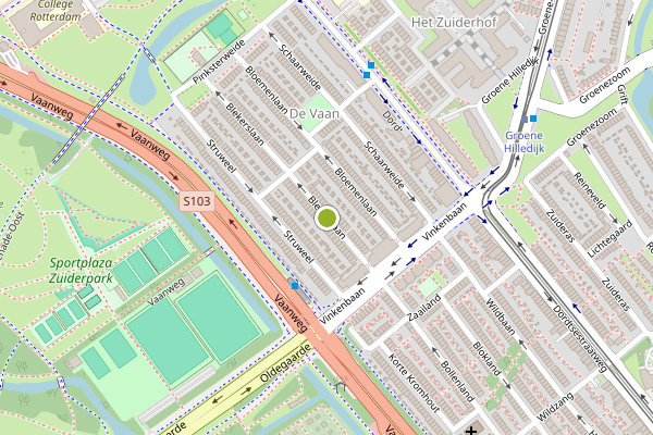 Ambulance-melding op Blekerslaan, Rotterdam op 21 juni, kaart-overzicht