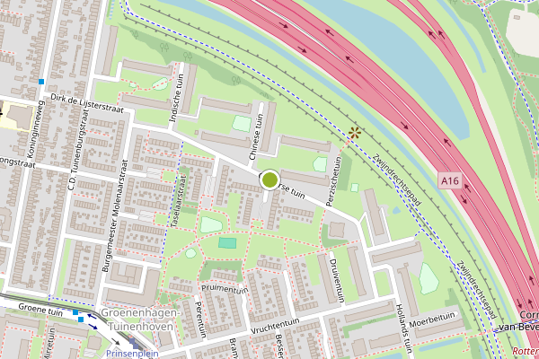 Ambulance-melding op Oosterse tuin, Rotterdam op 21 juni, kaart-overzicht