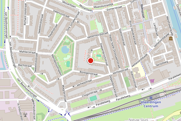 Brandweer-melding op Messchaertplein, Vlaardingen op 5 mei, kaart-overzicht