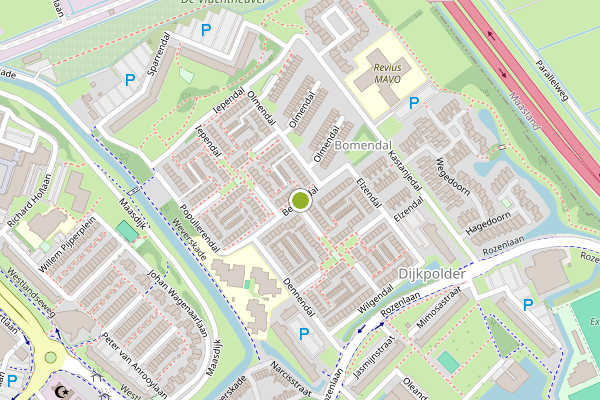 Ambulance-melding op Berkendal, Maassluis op 21 juni, kaart-overzicht